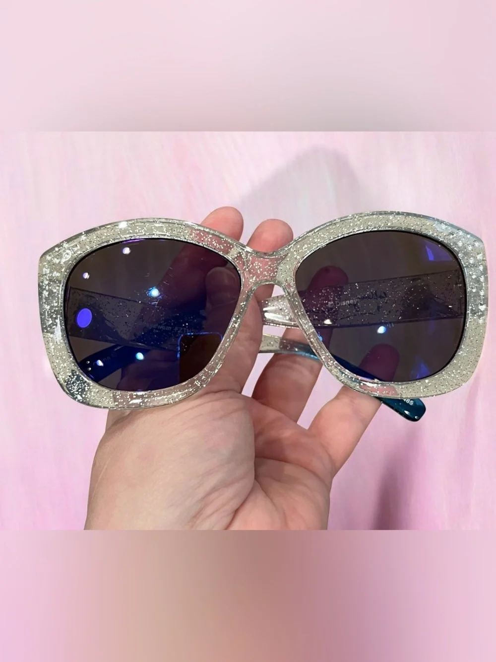 Disney girls’ Elsa Follow yoSilver Glitter Oversized Sunglasses with Dark Lenses